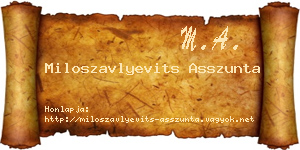 Miloszavlyevits Asszunta névjegykártya